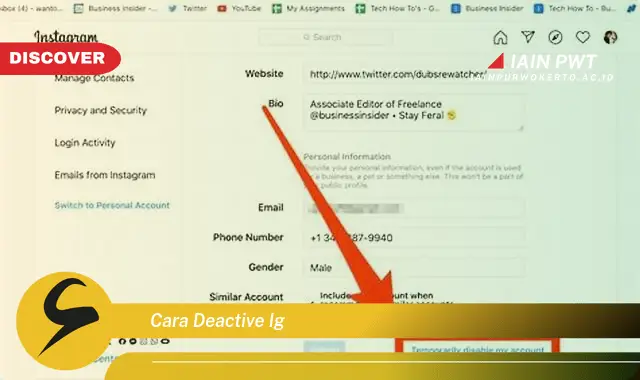 cara deactive ig