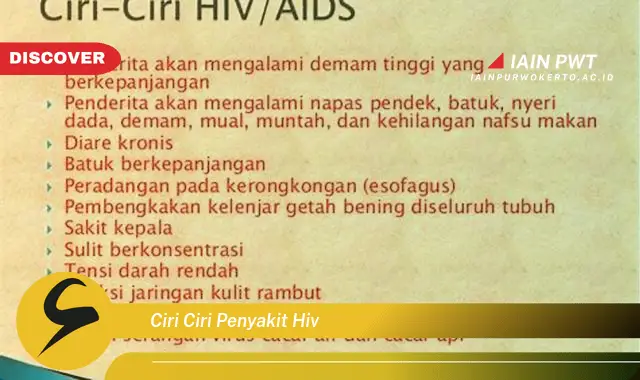 ciri ciri penyakit hiv